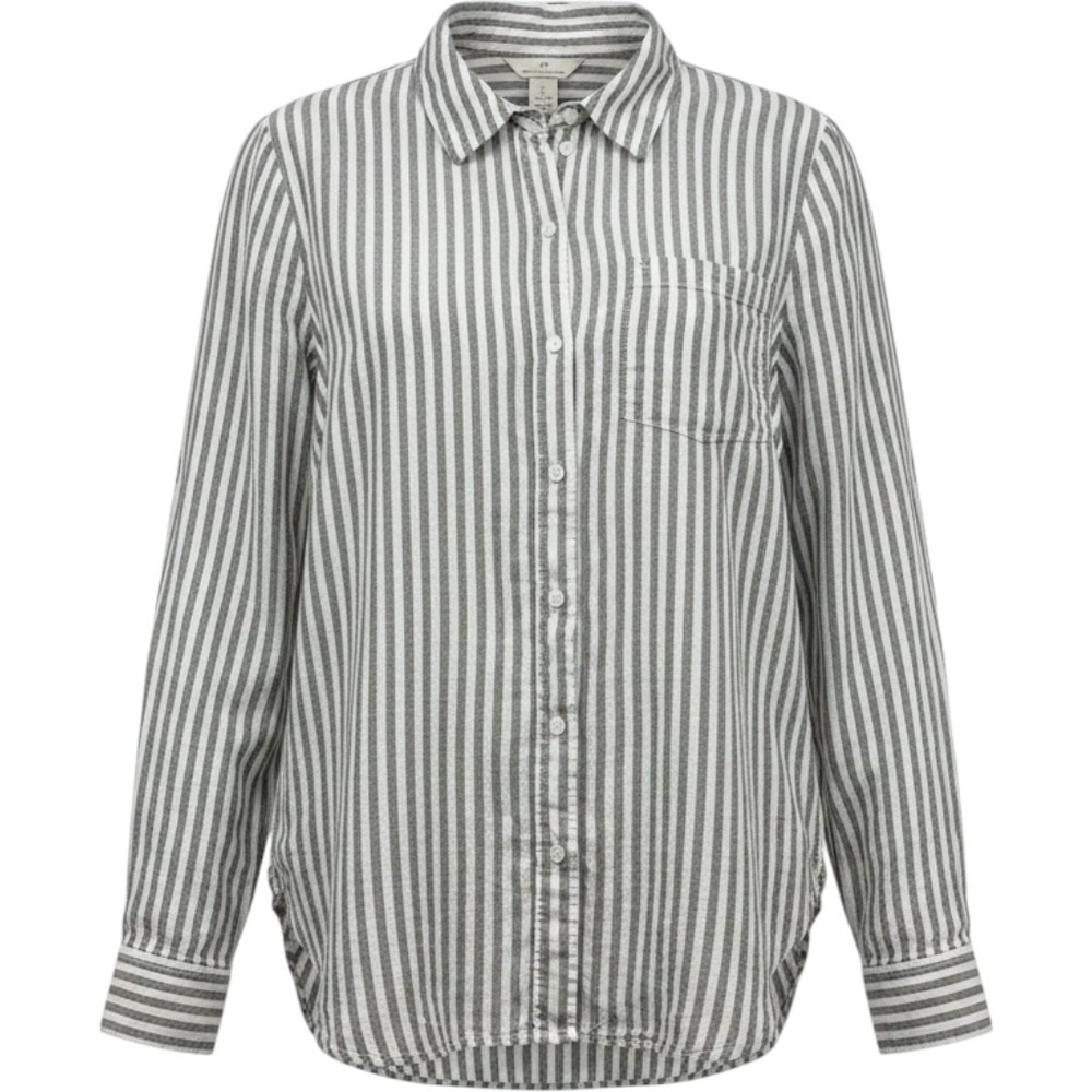 HM Conscious Linen Blend Striped Button Down Shirt Grey White XL 842293